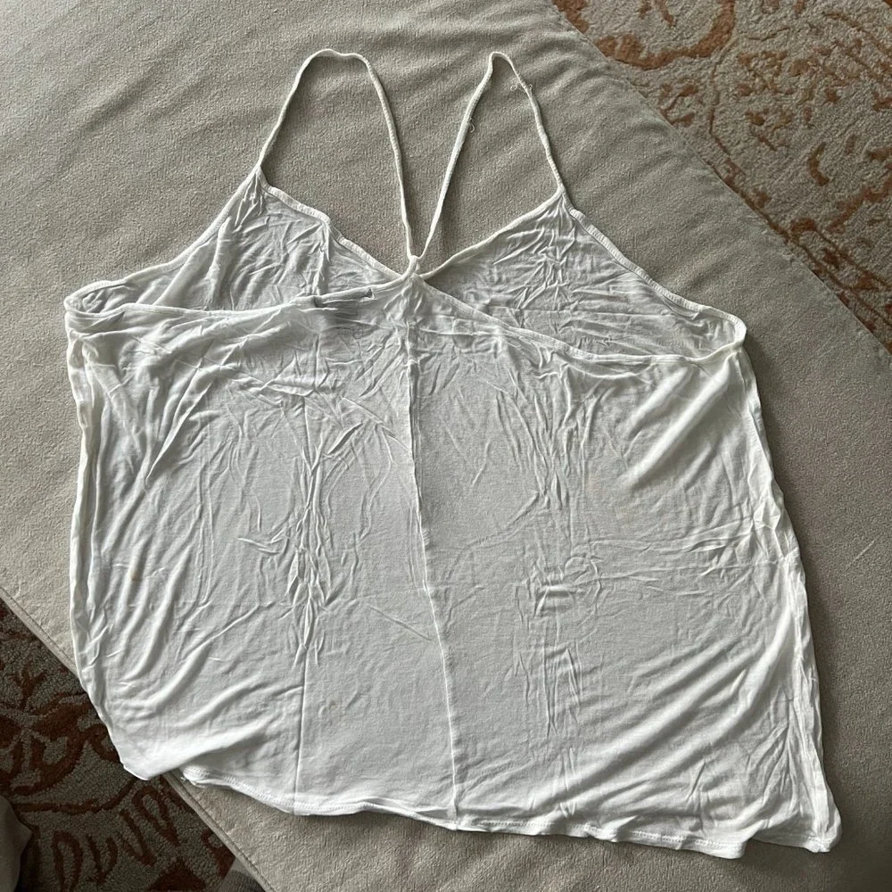 EUC Bozzolo Loose Fit V-Neck T Shirt Tank Top in White Sz L - Picture 4 of 4
